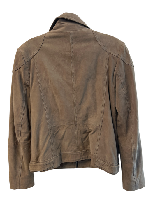 Elie Tahari Size XS Brown Lamb leather Front Zip Silver Hardware Pockets Jacket Brown / XS