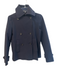 Theory Size Small Navy Blue Nylon Double Breasted Pockets Peacoat Style Jacket Navy Blue / Small