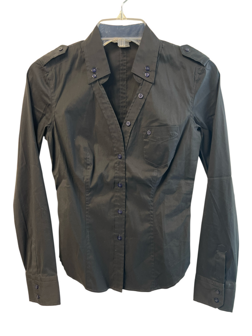 Armani Exchange Size XS Black Cotton Button Down Collared Long Sleeve Fitted Top Black / XS
