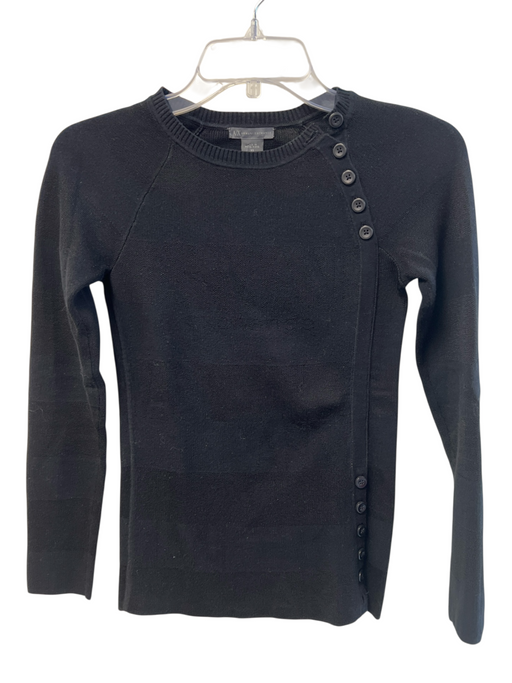 Armani Exchange Size XS Black Cotton Blend Crew Neck Shoulder buttons Top Black / XS