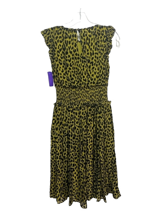 Kate Spade Size XS Green & Black Viscose & Silk Animal Print Velvet Detail Dress Green & Black / XS