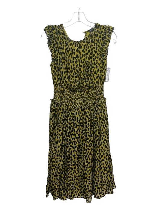 Kate Spade Size XS Green & Black Viscose & Silk Animal Print Velvet Detail Dress Green & Black / XS