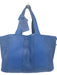Pedro Garcia Blue Leather Perforated Double Top Handle Tote Bag Blue / Medium