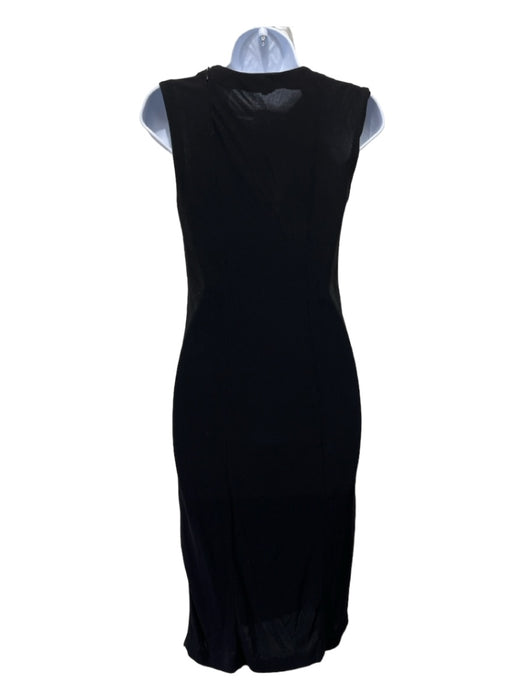 Gucci Size 42 Black Rayon Mock Neck Sleeveless Seam Detail Back Zip Dress Black / 42