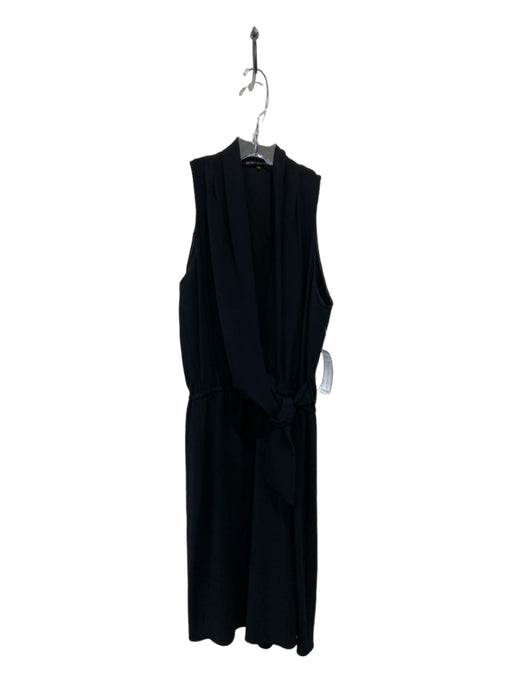 Elie Tahari Size 2 Black Triacetate Blend Sleeveless Side Tie Deep V Dress Black / 2