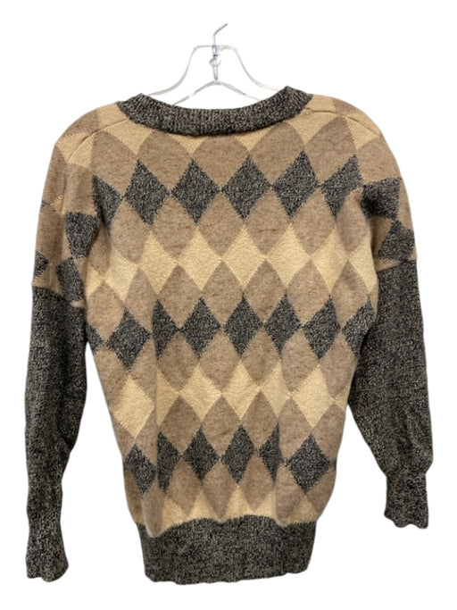 Chloe Size S Beige, Tan, Gray Wool Argyle V Neck Long Sleeve Sweater Beige, Tan, Gray / S