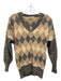 Chloe Size S Beige, Tan, Gray Wool Argyle V Neck Long Sleeve Sweater Beige, Tan, Gray / S