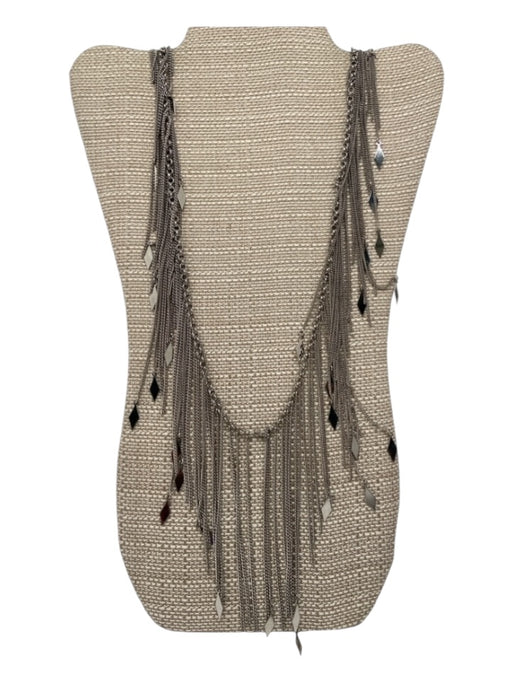 Etro Silver Tone Metal Fringe No Clasp Necklace Silver Tone