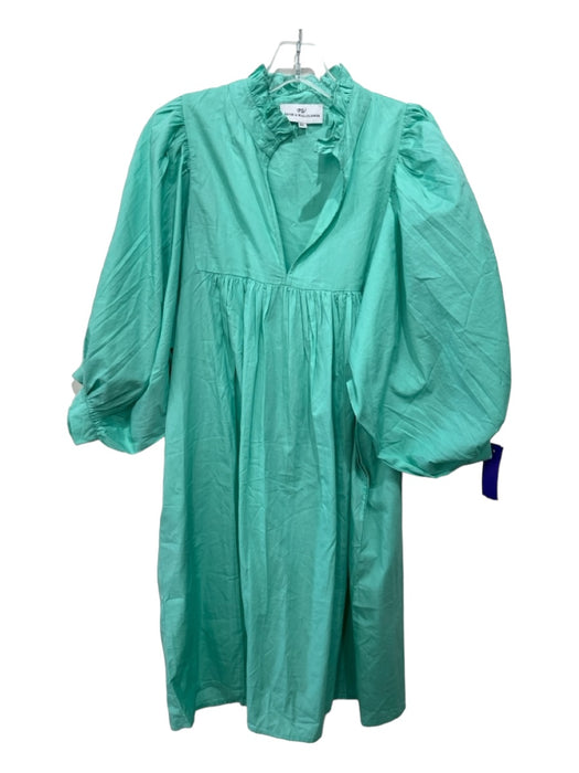 Never a Wallflower Size XL Seafoam Green Cotton Half Puff Sleeve Baby Doll Dress Seafoam Green / XL