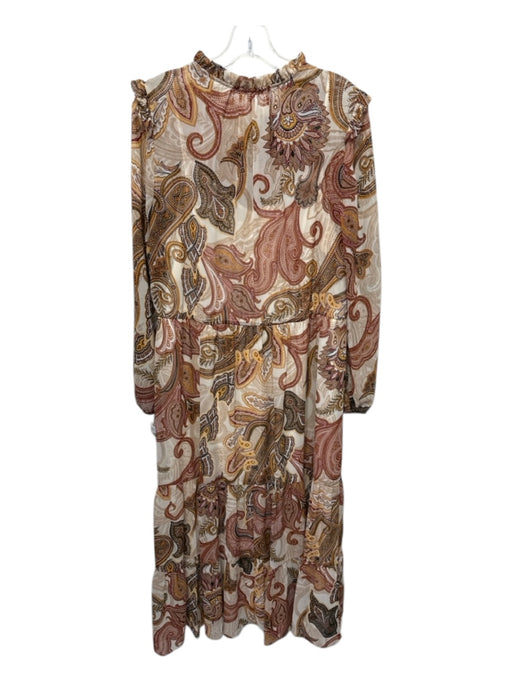 julia jordan Size 12 Brown, Cream, Orange Polyester Chiffon Overlay Maxi Dress Brown, Cream, Orange / 12