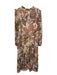 julia jordan Size 12 Brown, Cream, Orange Polyester Chiffon Overlay Maxi Dress Brown, Cream, Orange / 12