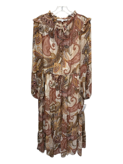 julia jordan Size 12 Brown, Cream, Orange Polyester Chiffon Overlay Maxi Dress Brown, Cream, Orange / 12