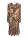 julia jordan Size 12 Brown, Cream, Orange Polyester Chiffon Overlay Maxi Dress Brown, Cream, Orange / 12
