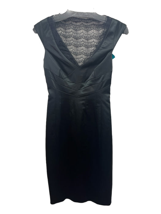 Karen Millen Size 6 Black Acetate Blend Lace Panels Sleeveless V Neck Dress Black / 6