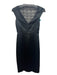 Karen Millen Size 6 Black Acetate Blend Lace Panels Sleeveless V Neck Dress Black / 6