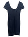 Diane Von Furstenberg Size 0 Navy Viscose Blend V Back Cap Sleeve Fitted Dress Navy / 0