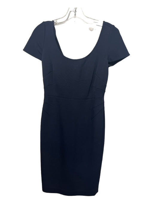 Diane Von Furstenberg Size 0 Navy Viscose Blend V Back Cap Sleeve Fitted Dress Navy / 0