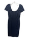 Diane Von Furstenberg Size 0 Navy Viscose Blend V Back Cap Sleeve Fitted Dress Navy / 0