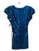 Zara Size M Blue & Black Polyester All Over Sequins V Neck Cap Sleeve Mini Dress Blue & Black / M