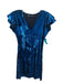 Zara Size M Blue & Black Polyester All Over Sequins V Neck Cap Sleeve Mini Dress Blue & Black / M