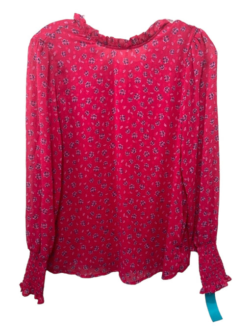 Joie Size S Pink & Purple Polyester Printed Ruffle Neckline Swiss Dot Top Pink & Purple / S