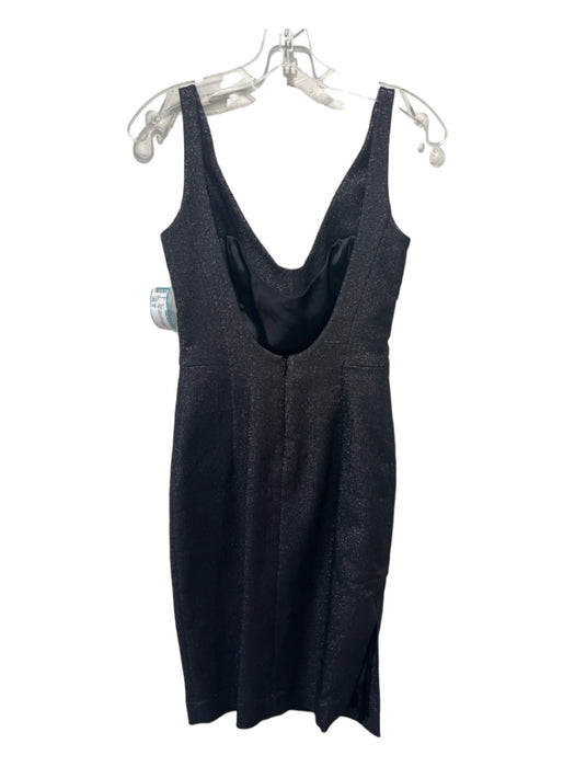 Milly Size S Black & Silver Glitter V Back Sleeveless Fitted Dress Black & Silver / S