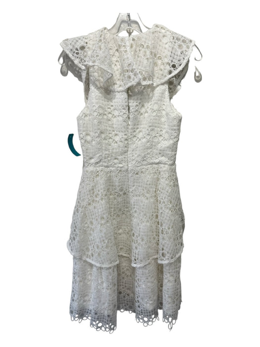 Elliatt Size S White Polyester Eyelet Overlay V Neck Ruffle Cap Sleeve Dress White / S