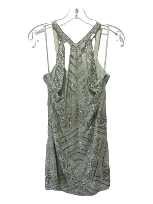 Parker Size S Green & Silver Polyester Beaded & Sequined Sleeveless Mini Dress Green & Silver / S