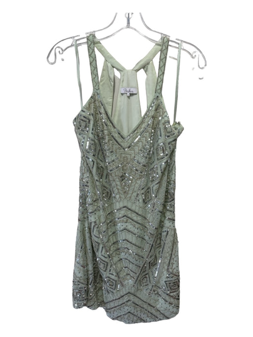 Parker Size S Green & Silver Polyester Beaded & Sequined Sleeveless Mini Dress Green & Silver / S