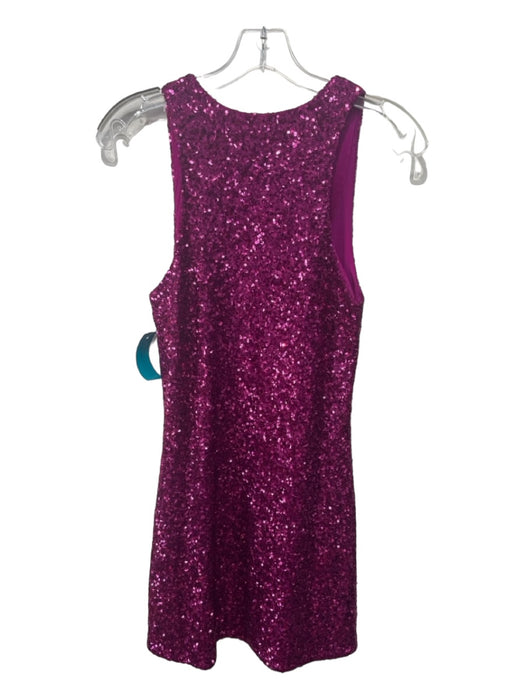 Alice + Olivia Size XS Fuschia Pink Nylon Blend All Over Sequins U Neck Dress Fuschia Pink / XS