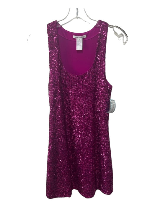 Alice + Olivia Size XS Fuschia Pink Nylon Blend All Over Sequins U Neck Dress Fuschia Pink / XS