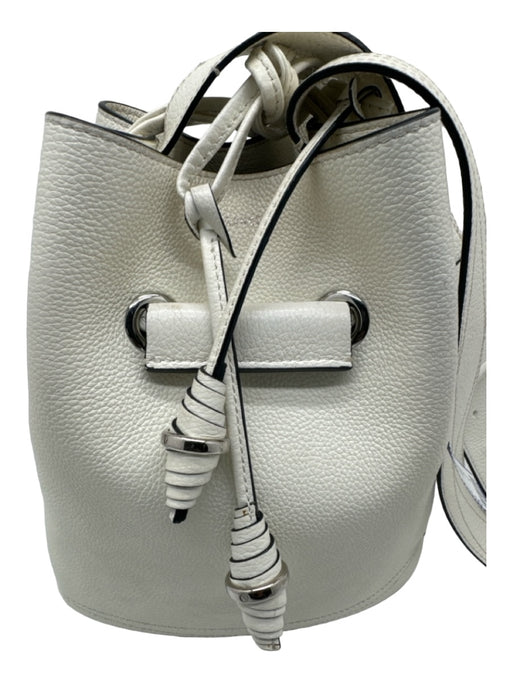 lancel White Pebbled Leather Crossbody bucket silver hardware Bag White / S