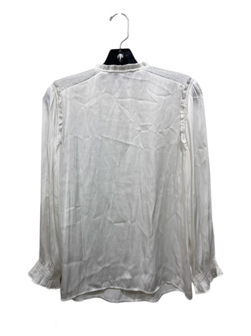 Paige Size S White Polyester Tie V Neck smocked Long Sleeve Top White / S