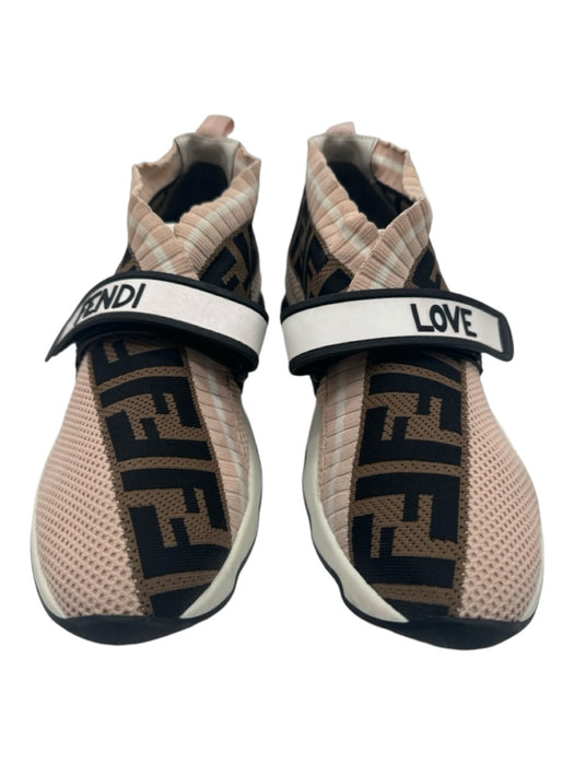 Fendi Shoe Size 38 Brown, pink & black Synthetic Low Top Velcro Strap Sneakers Brown, pink & black / 38