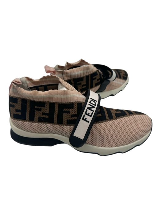 Fendi Shoe Size 38 Brown, pink & black Synthetic Low Top Velcro Strap Sneakers Brown, pink & black / 38