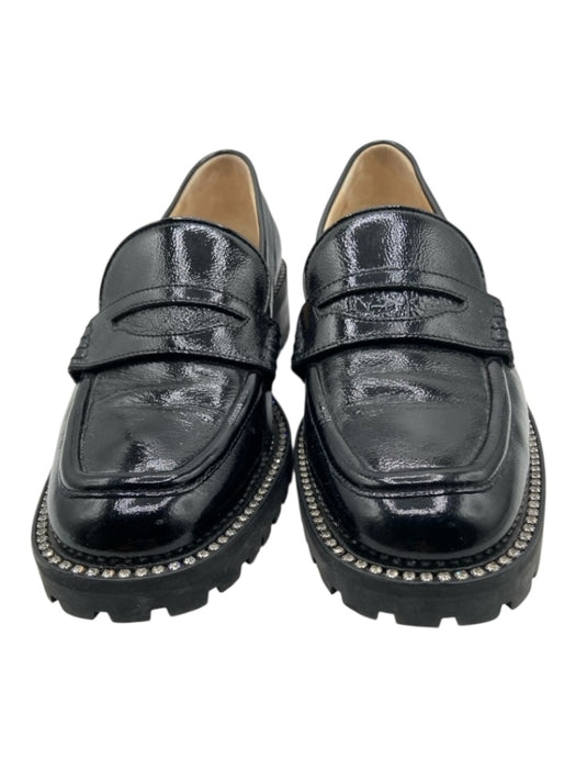 Jimmy Choo Shoe Size 39 Black Leather Crystal Embellishments glossy Loafers Black / 39