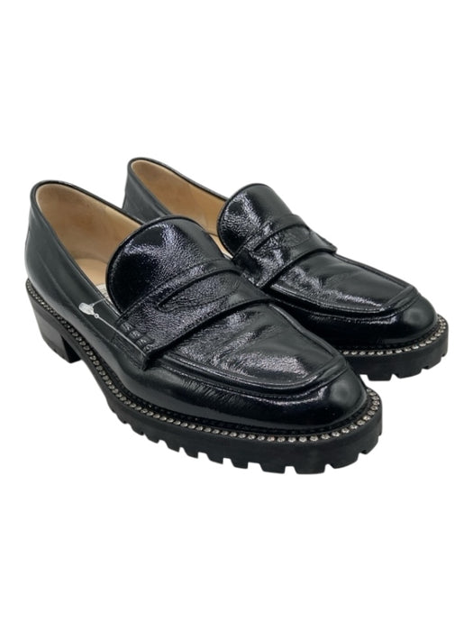 Jimmy Choo Shoe Size 39 Black Leather Crystal Embellishments glossy Loafers Black / 39