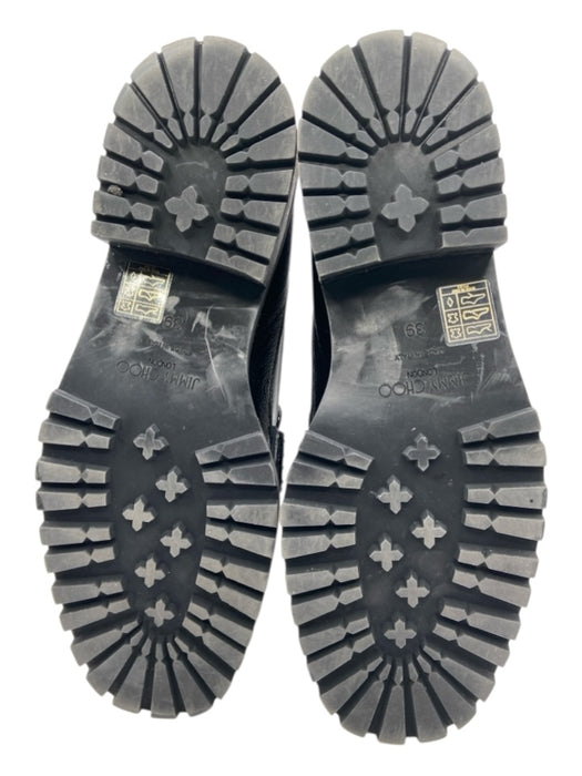 Jimmy Choo Shoe Size 39 Black Leather Crystal Embellishments glossy Loafers Black / 39