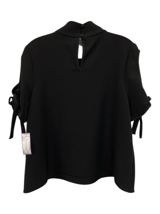 Milly Size 4 Black Polyester Mock Neck Bows Cold Shoulder Top Black / 4