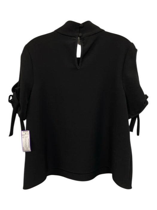 Milly Size 4 Black Polyester Mock Neck Bows Cold Shoulder Top Black / 4