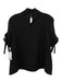 Milly Size 4 Black Polyester Mock Neck Bows Cold Shoulder Top Black / 4
