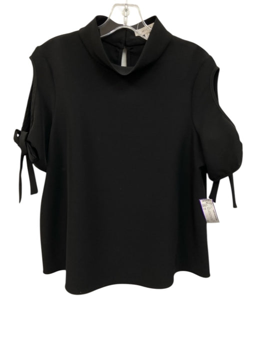 Milly Size 4 Black Polyester Mock Neck Bows Cold Shoulder Top Black / 4