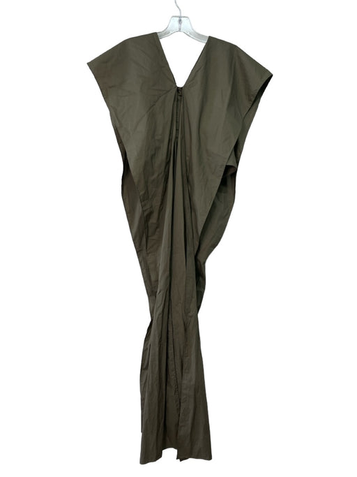 L'Academie Size M Green Brown Cotton V Neck & Back Tie Detail Crop Top Green Brown / M