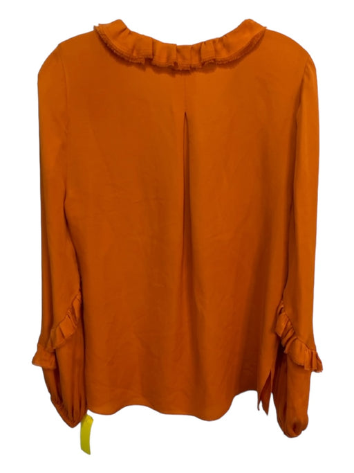 Kobi Halperin Size S Orange Silk Ruffle Neck Tie Neck V Neck Long Sleeve Top Orange / S