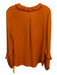 Kobi Halperin Size S Orange Silk Ruffle Neck Tie Neck V Neck Long Sleeve Top Orange / S