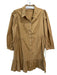 Zara Size S Camel Brown Cotton Collared Button Up Long Sleeve Ruffle Hem Dress Camel Brown / S