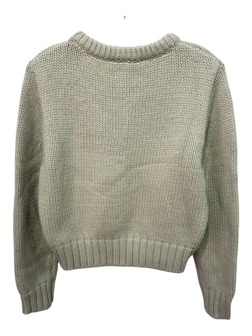Zara Size L Light Green Polymide Blend Knit Ribbed Detail Crop Sweater Light Green / L