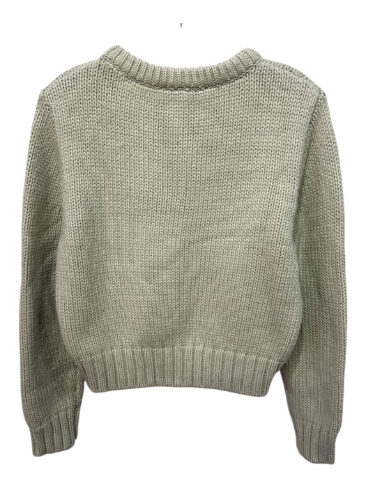 Zara Size L Light Green Polymide Blend Knit Ribbed Detail Crop Sweater Light Green / L