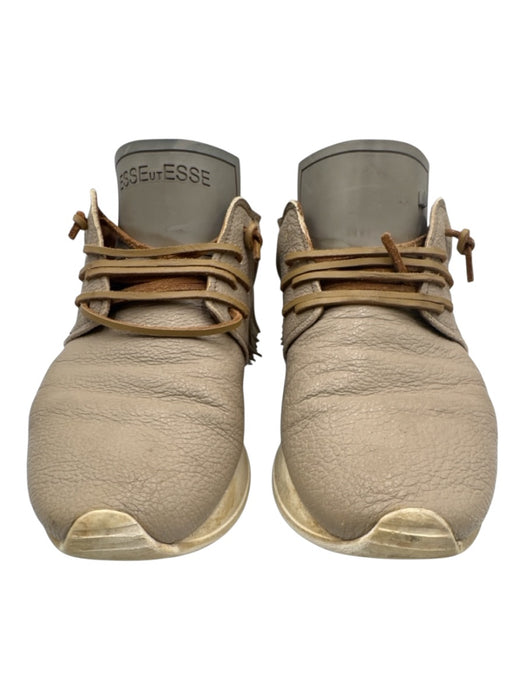 Esse Ut Esse Shoe Size 40 Taupe & White Leather Fringe Metallic Trim Sneakers Taupe & White / 40