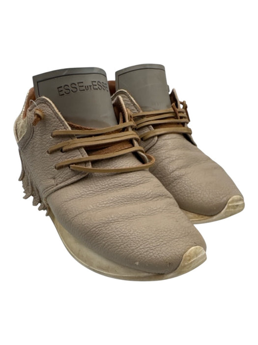 Esse Ut Esse Shoe Size 40 Taupe & White Leather Fringe Metallic Trim Sneakers Taupe & White / 40